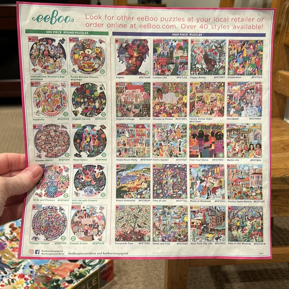 Eeboo puzzle jigsaw Poet’s Garden 1000 pieces 23x23 inch complete all pieces - Picture 10 of 10